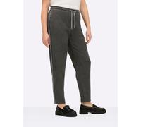 Sheego Jogg Pants in Veloursleder-Optik, mit Galonstreifen 40 graphit