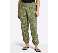 Schlupfhose SHEEGO, Damen, Gr. 56, Normalgrößen, khaki, gemustert, 95% Viskose, 5% Elasthan, gemustert, mehrfarbig, Hosen Schlupfhose (35488232-56) khaki, gemustert