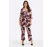 Sheego Jumpsuit mit Blumenprint 42 schwarz-koralle-bedruckt