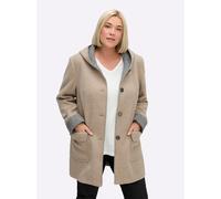 Sheego Kapuzenjacke in Woll-Optik 48 stein