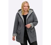 Sheego Kapuzenjacke in Woll-Optik 52 dunkelgrau-meliert