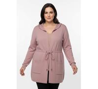 Sheego Kapuzenstrickjacke mit Tunnelzug in der Taille 52 hortensie