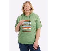 Sheego Kapuzensweatshirt mit elastischem Saum 38 eucalyptus-ecru-bedruckt