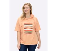 Sheego Kapuzensweatshirt mit elastischem Saum 44 apricot-ecru-bedruckt