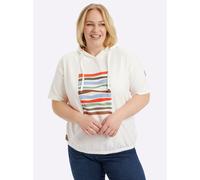 Sheego Kapuzensweatshirt mit elastischem Saum 46 ecru-eucalyptus-bedruckt