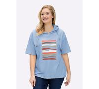 Sheego Kapuzensweatshirt mit elastischem Saum 50 eisblau-ecru-bedruckt