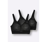 Sheego Komfort-BH ohne Bügel mit Jacquard-Muster 95D schwarz