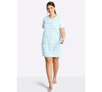 Sheego Kurzarm Sleepshirts 36/38 mint + mint-gestreift