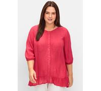 Sheego Kurzarmbluse mit Volants am Saum 44 sorbet pink