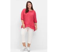 Kurzarmbluse SHEEGO, Damen, Gr. 48, pink (sorbet pink), 100% Viskose, unifarben, V-Ausschnitt, Blusen (86005469-48) sorbet pink