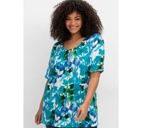 Sheego Kurzarmshirt in A-Linie 40/42 türkis-gemustert