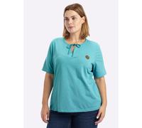 Sheego Kurzarmshirt mit Bindeband am Ausschnitt 52/54 ozean