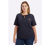 Sheego Kurzarmshirt mit Bindeband am Ausschnitt 52/54 tiefblau