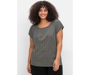 Sheego Kurzarmshirt mit grafischem Minimal-Print 40/42 schwarz-gemustert
