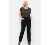 Sheego Kurzarmshirt mit grafischem Minimalprint 56/58 schwarz-gemustert