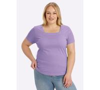 Kurzarmshirt CASUAL LOOKS "Shirt", Damen, Gr. 44, lila (lavendel), 100% Baumwolle, unifarben, eckiger Ausschnitt, Shirts (510115-44) lavendel