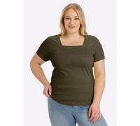 Kurzarmshirt CASUAL LOOKS "Shirt", Damen, Gr. 44, grün (oliv), 100% Baumwolle, unifarben, eckiger Ausschnitt, Shirts (357897-44) oliv