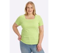 Kurzarmshirt CASUAL LOOKS "Shirt", Damen, Gr. 48, grün (pistazie), 100% Baumwolle, unifarben, eckiger Ausschnitt, Shirts (208149-48) pistazie