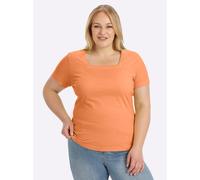 Sheego Kurzarmshirt mit Karree-Ausschnitt 52 orange