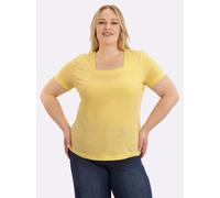 Kurzarmshirt CASUAL LOOKS "Shirt", Damen, Gr. 54, gelb, 100% Baumwolle, unifarben, eckiger Ausschnitt, Shirts (874035-54) gelb