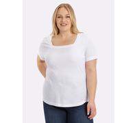 Kurzarmshirt CASUAL LOOKS "Shirt", Damen, Gr. 54, weiß, 100% Baumwolle, unifarben, eckiger Ausschnitt, Shirts (586900-54) weiß