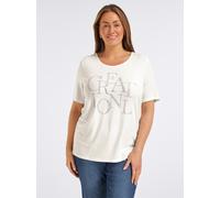 Kurzarmshirt CREATION L "Shirt", Damen, Gr. 52, weiß (ecru), 95% Viskose, 5% Elasthan, unifarben, Rundhals, Shirts (49711105-52) ecru