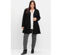 Kurzmantel SHEEGO, Damen, Gr. 40, schwarz, 65% Polyester, 33% Viskose, 2% Elasthan, unifarben, unifarben mit Farbeinsatz, unifarben mit Farbeinsätzen, Mäntel (32027027-40) schwarz