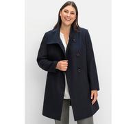 Sheego Kurzmantel mit asymmetrischem Kragen 48 tiefblau