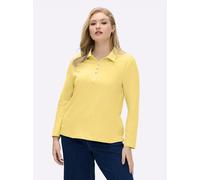 Sheego Langarm-Poloshirt in reiner Baumwoll-Qualität 40 gelb