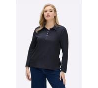 Sheego Langarm-Poloshirt in reiner Baumwoll-Qualität 40 marine