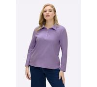 Sheego Langarm-Poloshirt in reiner Baumwoll-Qualität 42 lavendel