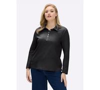 Sheego Langarm-Poloshirt in reiner Baumwoll-Qualität 46 schwarz