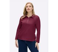 Sheego Langarm-Poloshirt in reiner Baumwoll-Qualität 48 bordeaux