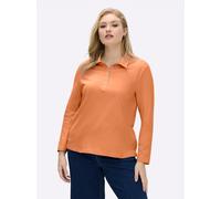 Sheego Langarm-Poloshirt in reiner Baumwoll-Qualität 48 orange