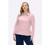 Sheego Langarm-Poloshirt in reiner Baumwoll-Qualität 48 rosé