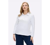 Sheego Langarm-Poloshirt in reiner Baumwoll-Qualität 48 weiß