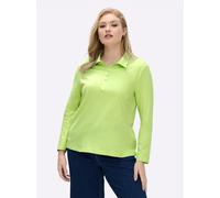 Sheego Langarm-Poloshirt in reiner Baumwoll-Qualität 54 pistazie