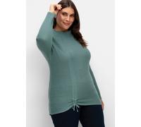 Sheego Langarm-Pullover mit Raffung am Saum 36 jade