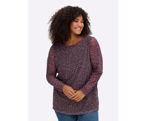 Sheego Langarmshirt aus Mesh, mit Blümchenprint 52/54 aubergine-mauve-bedruckt