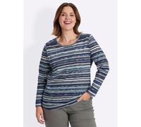 Sheego Langarmshirt aus reiner Baumwolle 48 marine-ozean-bedruckt
