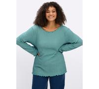 Sheego Langarmshirt aus stretchiger Smok-Qualität 44/46 salbei
