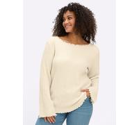 Sheego Langarmshirt aus stretchiger Smok-Qualität 56/58 champagner