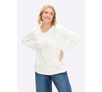 Sheego Langarmshirt im Hahnentritt-Dessin 42 ecru