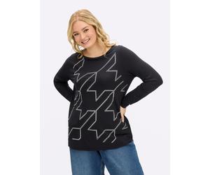 Sheego Langarmshirt im Hahnentritt-Dessin 44 schwarz