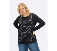 Sheego Langarmshirt im Hahnentritt-Dessin 50 schwarz