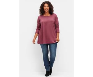 Sheego Langarmshirt in A-Linie, fein meliert 44/46 brombeer-meliert