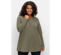 Sheego Langarmshirt in A-Linie, fein meliert 48/50 khaki-meliert
