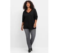 Sheego Langarmshirt in leichter A-Linie 52/54 schwarz