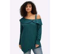 Sheego Langarmshirt in modischer Asymmetrie 40/42 petrol