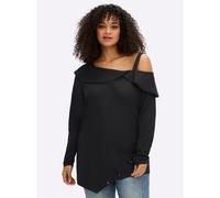 Sheego Langarmshirt in modischer Asymmetrie 48/50 schwarz